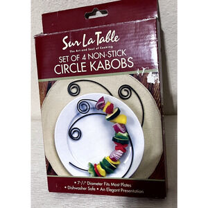 set of 4 SUR LA TABLE Curved Circle Kabob Skewers Nonstick Elegant NIB